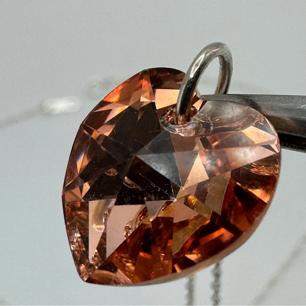 Elegant Swarovski Crystal Heart Pendant Necklace Sterling Silver 18” New